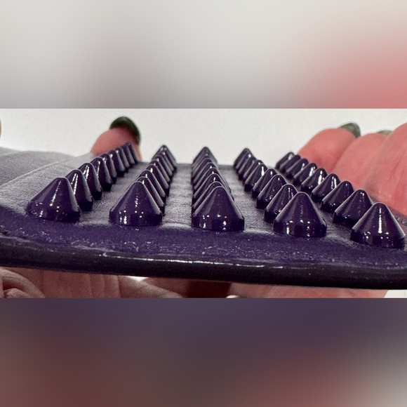 Authentic Christian Louboutin Purple Spiked Leather Card Holder • 4x3 - Picture 3 of 10